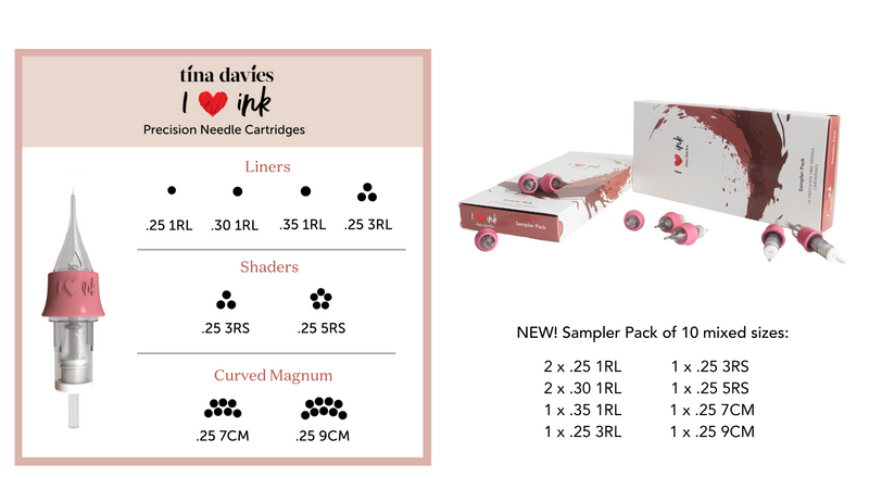 Tina Davies I Love Ink Needle Cartridges - Sampler Pack  10 Needles per box